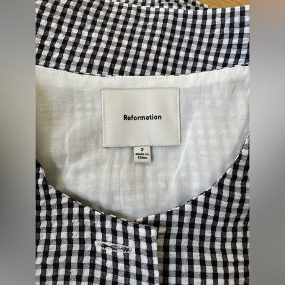 NEW Reformation Mika Two Piece Skirt Set Black White Check Gingham | US 2 UK 6 - Picture 10 of 13